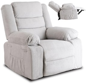 Modern Relaxfotel Szürke Kordbársony Kárpittal. ARTURO