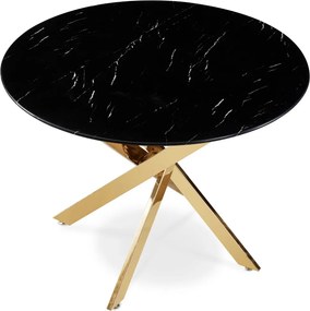 BALI üveg asztal 100 cm fekete márvány/arany