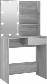 vidaXL szürke sonoma színű LED-es fésülködőasztal 74,5 x 40 x 141 cm