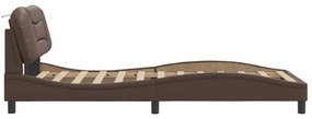 barna műbőr ágykeret LED-világítással 100 x 200 cm