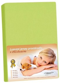 Jersey lepedő elasztánnal, zöld, 90 x 200 cm