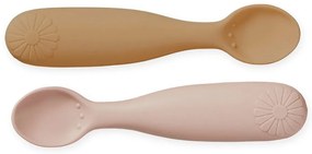 Lazacszínű-világossárga szilikon gyerek kanál szett 2 db-os Coral Mix – Cam Cam Copenhagen