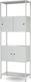 Iratrendező polc zárható szekrénnyel, irodai, nyitott polcok, fém szürke, 800x2200x400 mm: ARIEL