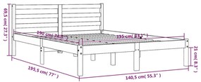 viaszbarna tömör fenyőfa ágy matrac nélkül 135 x 190 cm