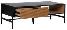 Fekete-natúr színű dohányzóasztal kőrisfa dekorral 60x124 cm Orleans – Ixia