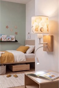 Brilagi - LED Flex. lámpa BOBO WOOD 1xE27/25W/230V + LED/3W tölgy/fehér/állatmintás