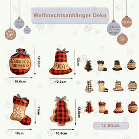 Karácsonyi medálok Pamut zsinórral karácsonyfára 12db