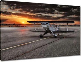 Vászonkép 90x60 Repülőgép naplemente
