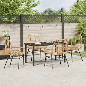 5 darabos kerti étkező szett Barna műrattan
