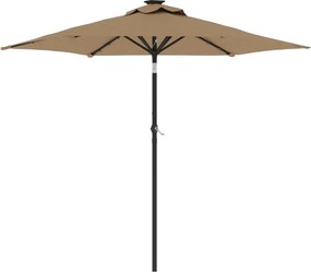 vidaXL tópszínű kerti napernyő LED-del és acél rúddal 225x225x212 cm