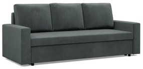 Zeus kanapéágy, bársony, hab töltet, egyenes kartámasz, szürke