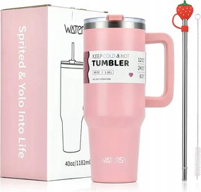 Termosz Bögre Termosz Fogantyúval Forró Hideg Kávé Italok Rózsaszín 1200ML