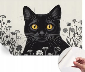 Fotótapéta Dekoratív Fali Tapéta Képek Virágok Macska 104x70 cm