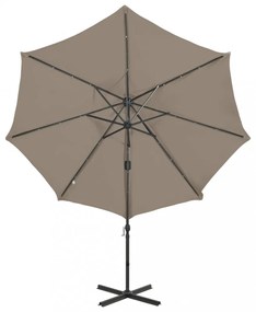 tópszínű konzolos napernyő rúddal és LED-fényekkel 300 cm