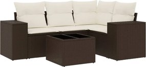 vidaXL 5 részes barna polyrattan kerti ülőgarnitúra párnával