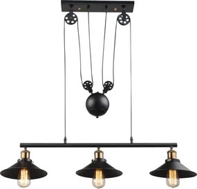 Globo 15053-3 Függeszték fekete,állítható magsság, 90-180 cm, LxBxH:920x220x1800, exkl. 3xE27 60W 230V