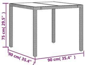 5 részes fehér polyrattan/üveg kerti étkezőgarnitúra párnákkal