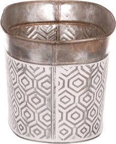 Ovális fém virágláda ornament mintával fehér-réz