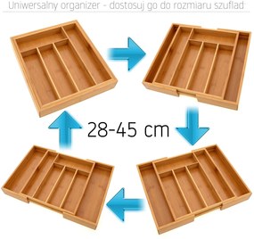 Bluegarden, bambusz fiókos evőeszköz-rendező, barna, HOM-00001