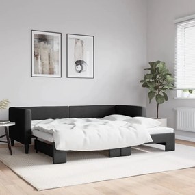 fekete kihúzható szövet heverő 80 x 200 cm