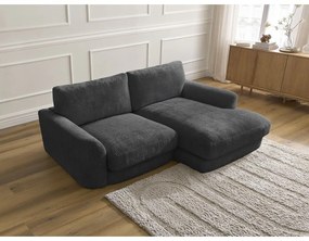 Fekete zsenília sarokkanapé (jobb oldali-heverő résszel) Leonore – Bobochic Paris