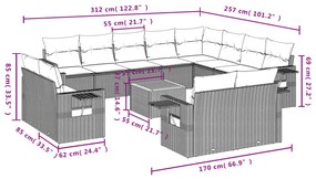 13 részes szürke polyrattan kerti ülőgarnitúra párnákkal