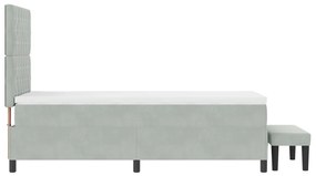 Box Spring Ágy Matraccal és Paddal Világosszürke 100x200 cm Bársony