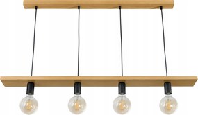 Led Mennyezeti Függő Lámpa 4x E27 0-110cm Tölgy Falra szerelhető Túlnyúló Deszka Nappali