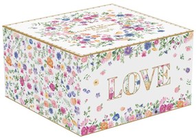 Virág mintás porcelán teáscsésze aljjal 2 személyes díszdobozban Easy Life Mon Amour