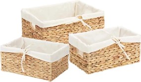 vidaXL Tárolókosarak 3 pcs Természetes 40 x 30 x 18 cm Vízi jácint