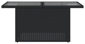 fekete polyrattan üveglapos kerti asztal 100 x 55 x 73 cm