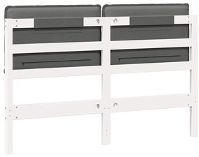 Kárpitozott fejtámla fejtámlával Fehér és világosszürke 150 cm