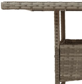 szürke polyrattan üveglapos kerti asztal 80 x 80 x 75 cm