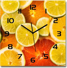 Üveg nagy lógó óra Citrusfélék 60x60cm
