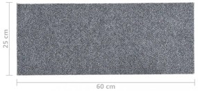 15 db öntapadós lépcsőszőnyeg, 60 x 25 cm, világosszürke, téglalap alakú