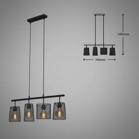 Brilo 4026-045 - Csillár zsinóron RETRO 4xE27/60W/230V