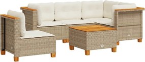 vidaXL 6 részes bézs polyrattan kerti ülőgarnitúra párnával