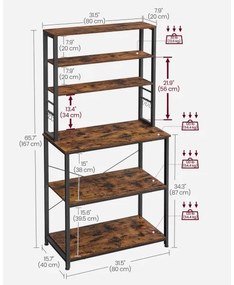 Konyhai polcos állvány MARGE barna/fekete