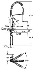 GROHE 31395000 - EUROCUBE 547 mm mosogató csaptelep, fényes króm