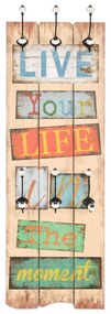 falra szerelhető fogas 6 akasztóval 120 x 40 cm „LIVE LIFE”