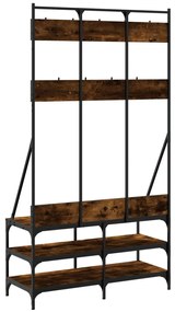 füstös tölgy színű ruhafogas cipőpolccal 100x40x184 cm