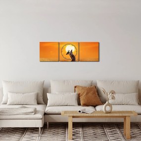 Kép - Zsiráfok a Serengeti Nemzeti Parkban (órával) (90x30 cm)