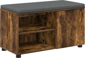 vidaXL Előtér pad Füstölt Tölgy 80 x 38 x 46 cm Műanyag Fa és Szövet