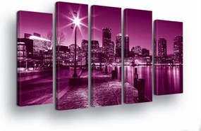 Vászonkép 150x100 moduláris polisztirol város éjszaka lila urban dekoráció