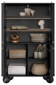 Vesper vitrin 103 cm - fekete / arany fogantyúk / gömb lábak