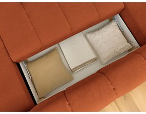 Téglavörös kinyitható-tárolóhelyes sarokkanapé (bal oldali-U alakú) Fuji – Bobochic Paris