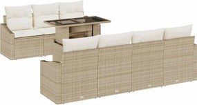 vidaXL Kerti Kanapé Szett párnával tárolóval 8 pcs Bézs polirattan