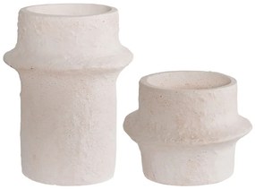 Gyertyatartó, cement, fehér, 2db