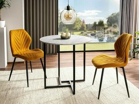 Kerek étkezőasztal ALTO II 80 cm, fehér márvány dekorációval