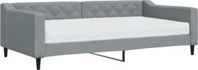 vidaXL világosszürke szövet kanapéágy matraccal 100 x 200 cm